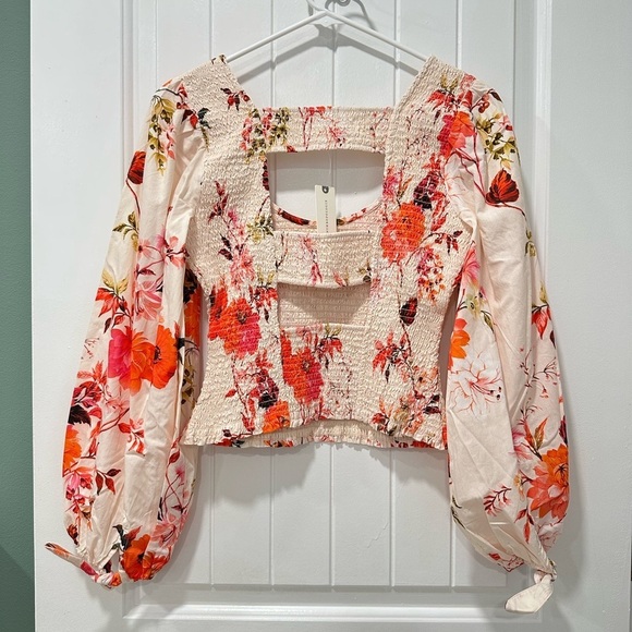 NWT Anthropologie Maeve Smocked Long-Sleeve Floral Top - Picture 6 of 8